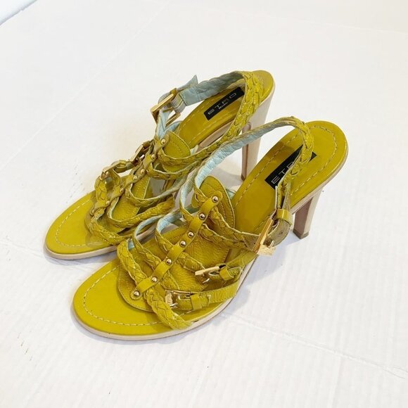 Etro Shoes - Etro Patent Leather Heeled Sandals Green Size 7.5 European 37.5